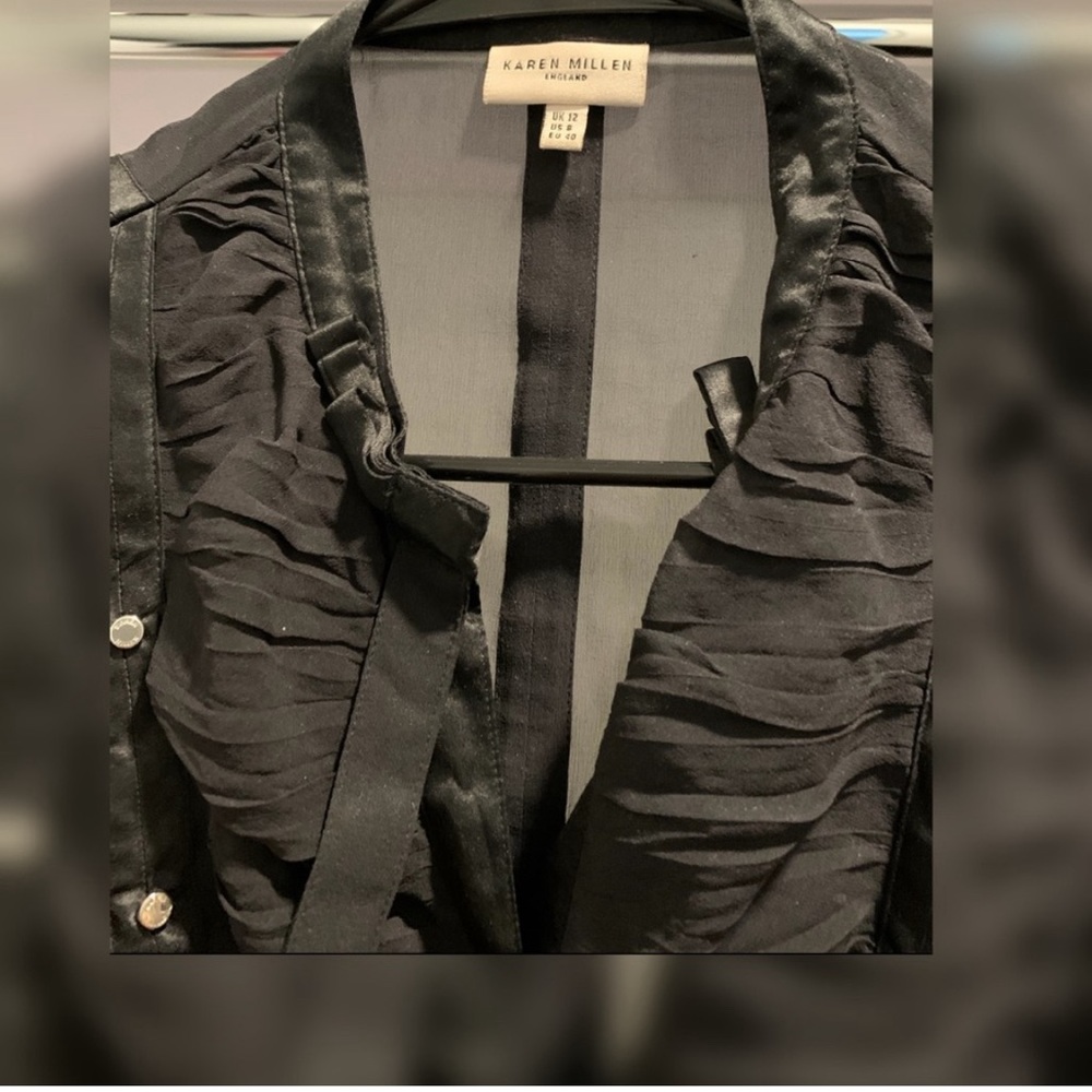 PRICECUT Blk Karen Millen Stretch Sheer Back Top 8